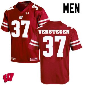 Men's Wisconsin Badgers NCAA #37 Brett Verstegen Red Authentic Under Armour Stitched College Football Jersey XF31P76FX